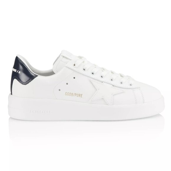 NEW Golden Goose Purestar Leather Sneakers - White/Blue - IT 43/ US 10 - Picture 1 of 5